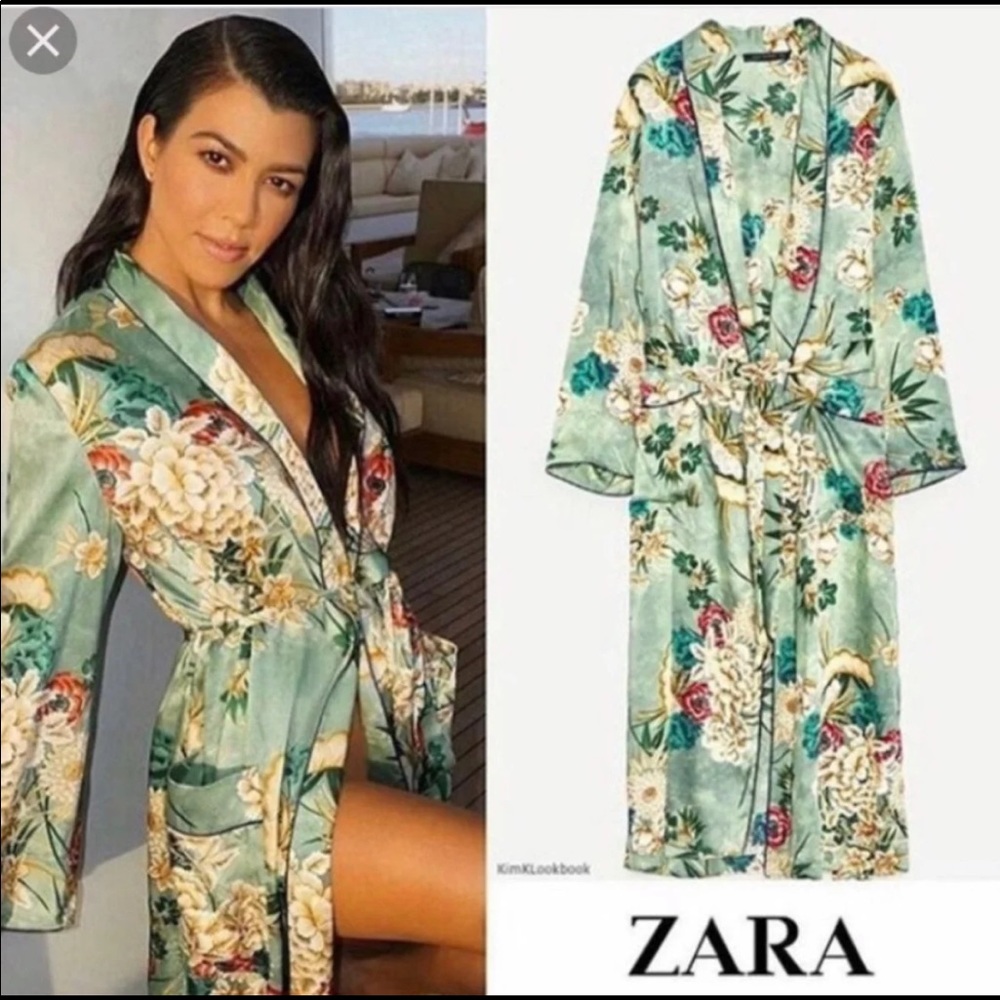 Gorgeous Zara Green Silky Kimono Medium
